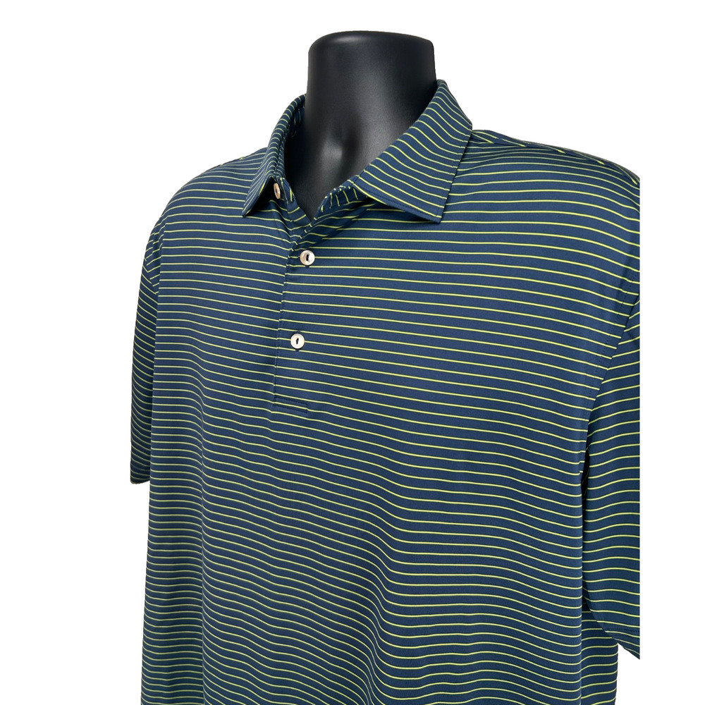 Peter Millar Summer Comfort Duet Performance Jersey Striped Polo Blue Yellow L